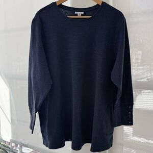 🪴JJill 3X Thermal Knit Blue Tunic w/Button Cuffs